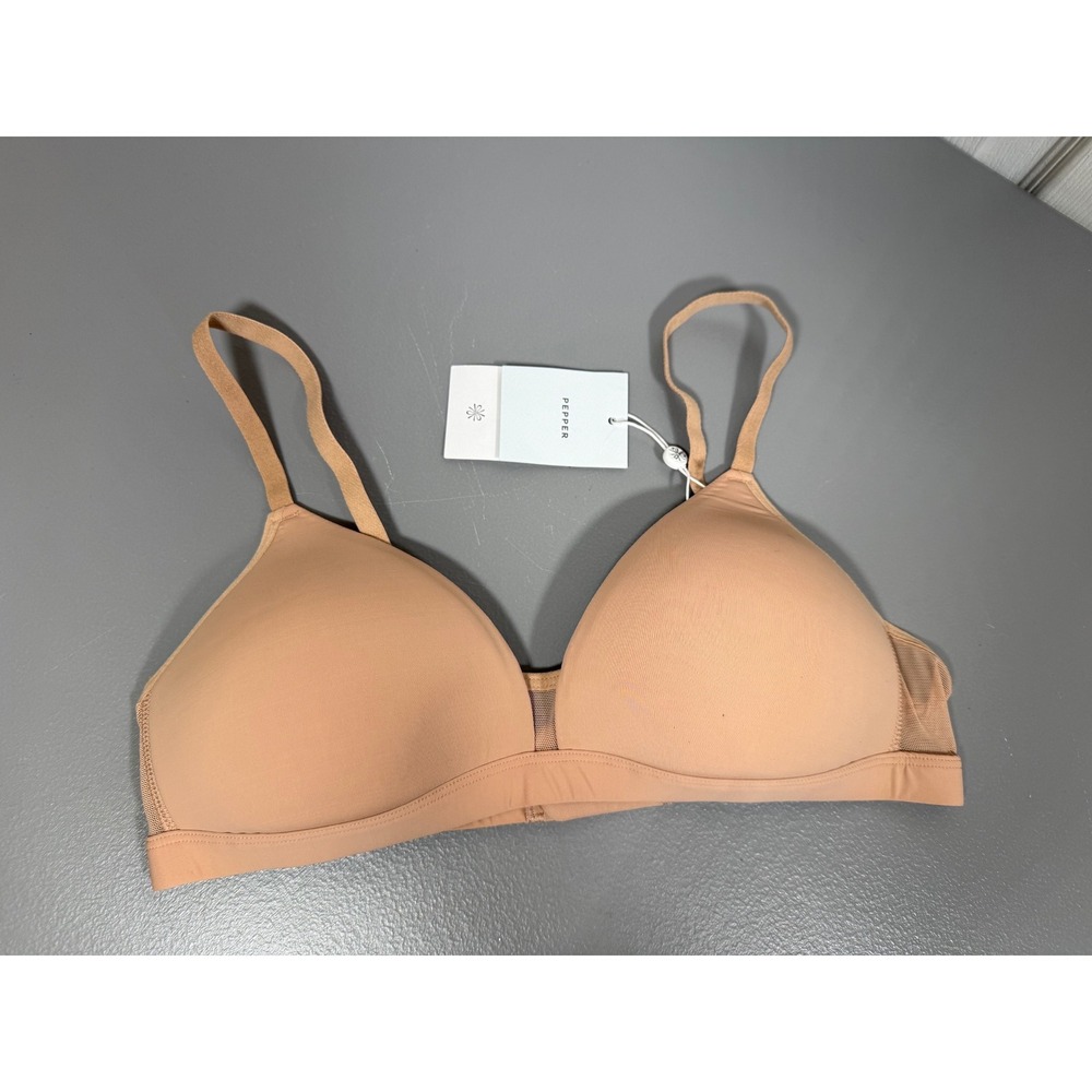 Pepper FeelGood Wirefree Tshirt Bra Fawn Nude Tan Small Bust Size M New